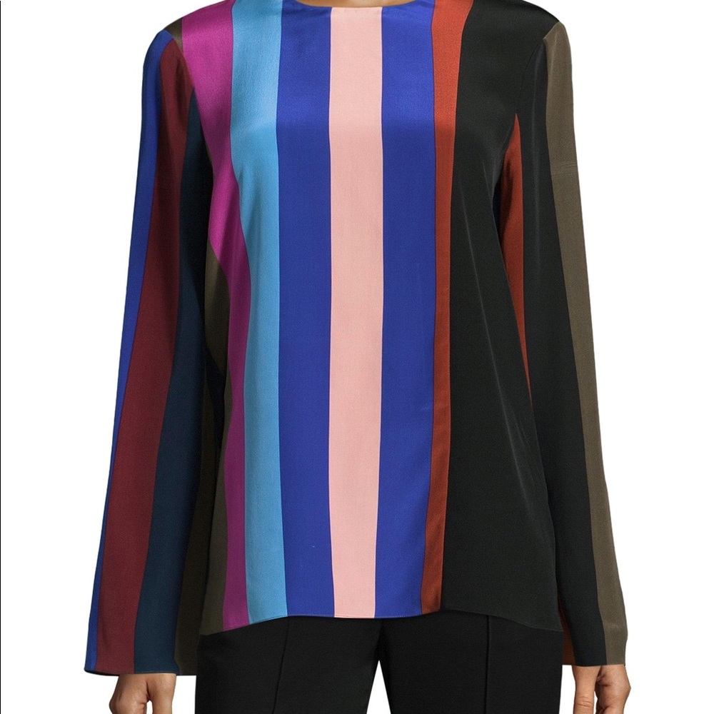 Diane von Furstenberg DVF Carson Silk Striped Top
